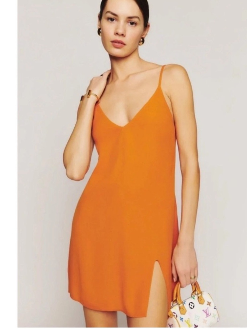 Reformation Orange Marlowe Slip Dress